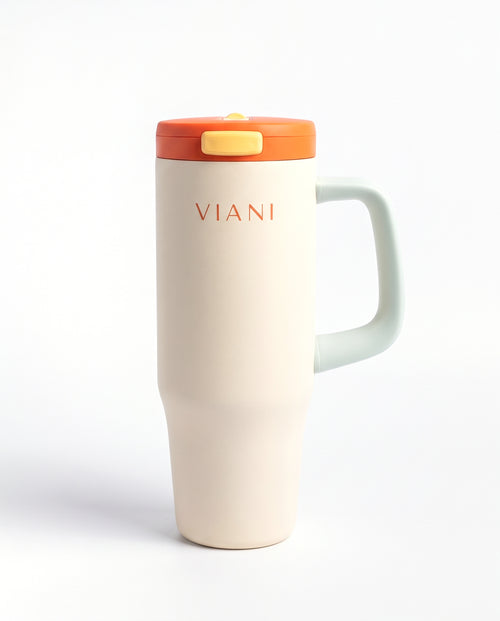 Vaso Shift Cup VIANI 800ml crema con tapa naranja