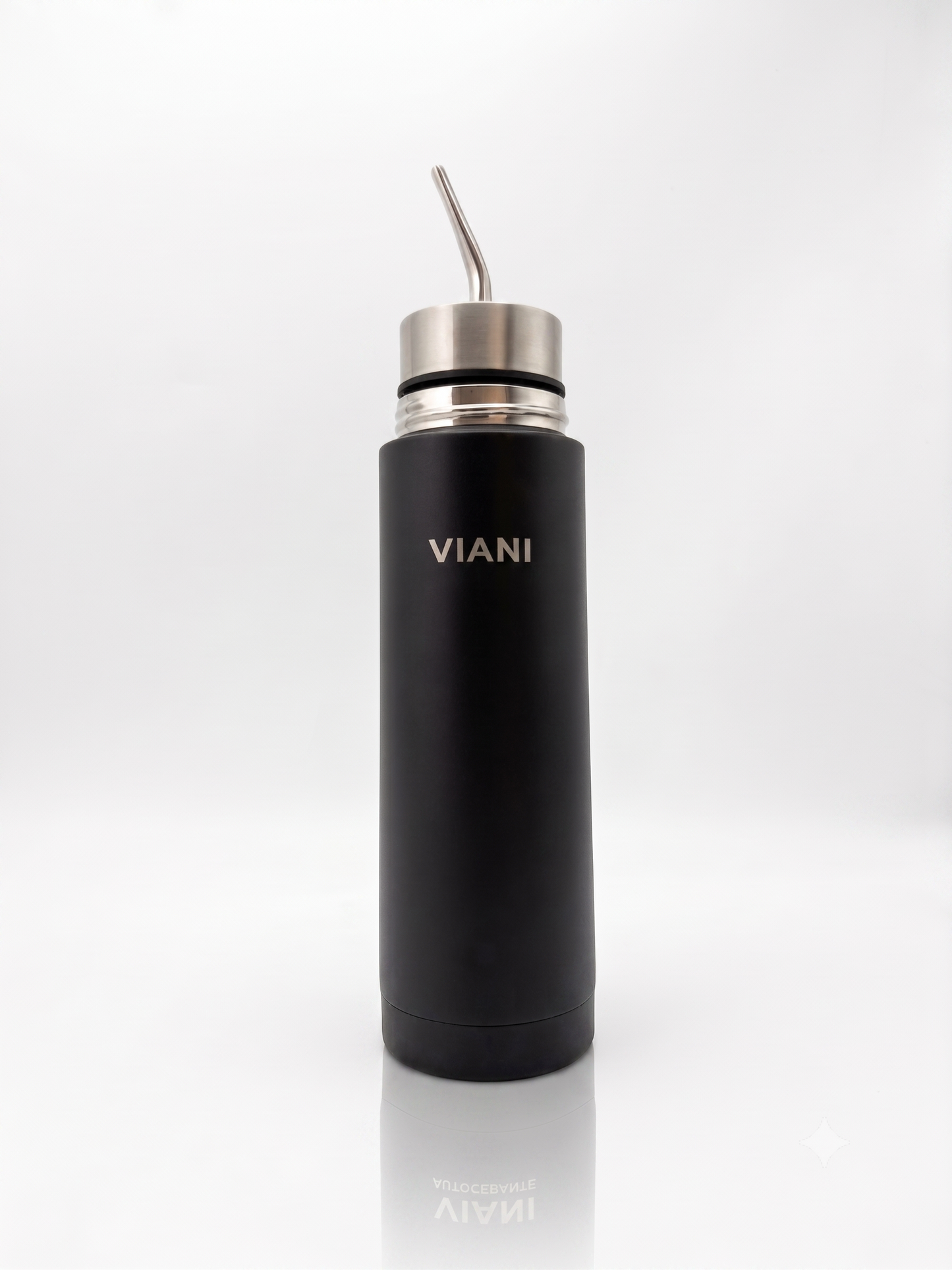 Mate autocebante VIANI negro con bombilla de acero inoxidable