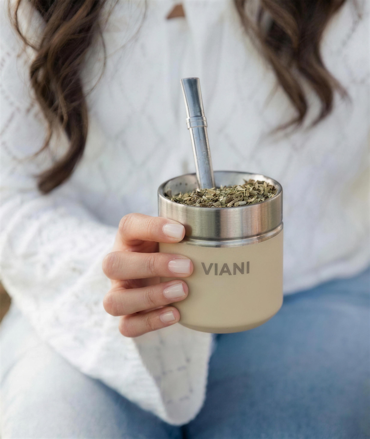Termo VIANI Beige Classic 1LT + Mate de regalo