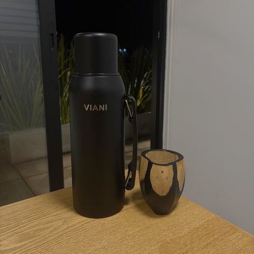 Kit Termo Negro 1 LT + Mate Ranchero Negro