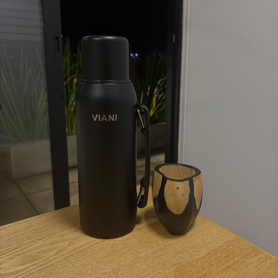 Kit Termo Negro 1 LT + Mate Ranchero Negro